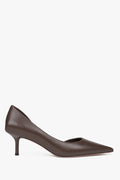 Women's Classic Brown High Heels with a Low Heel made of Genuine Leather Estro ER00116981.