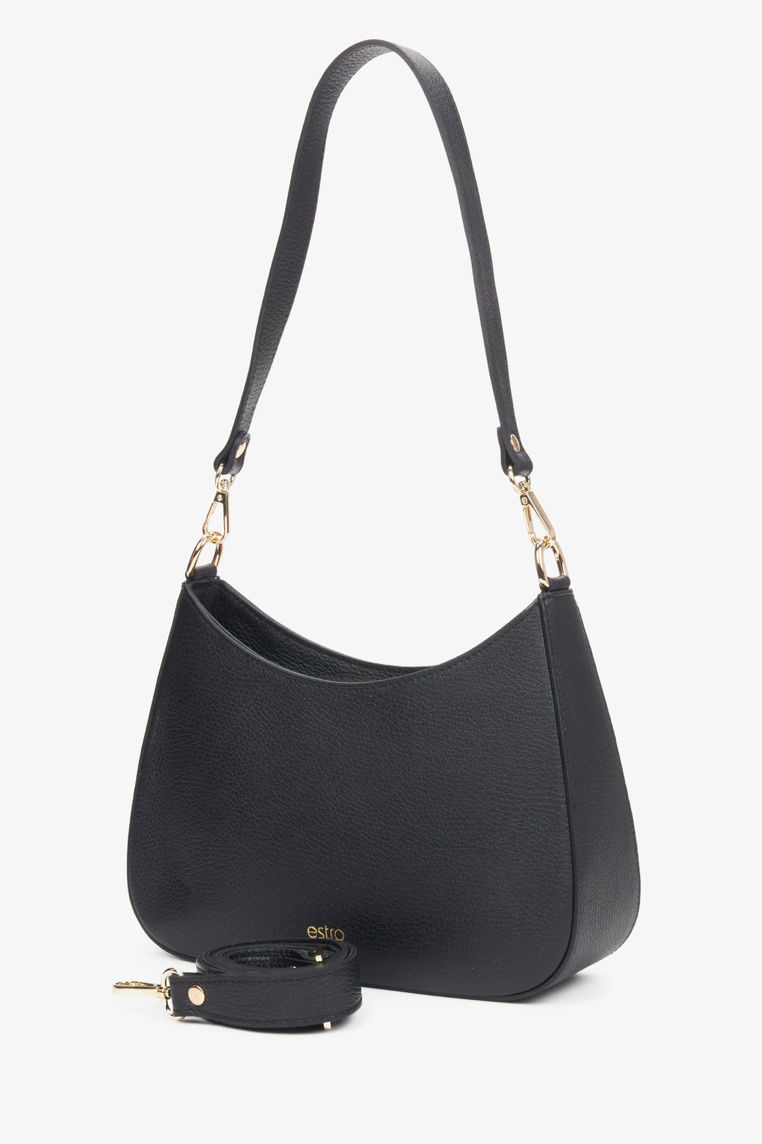 Black leather shoulder bag Estro.