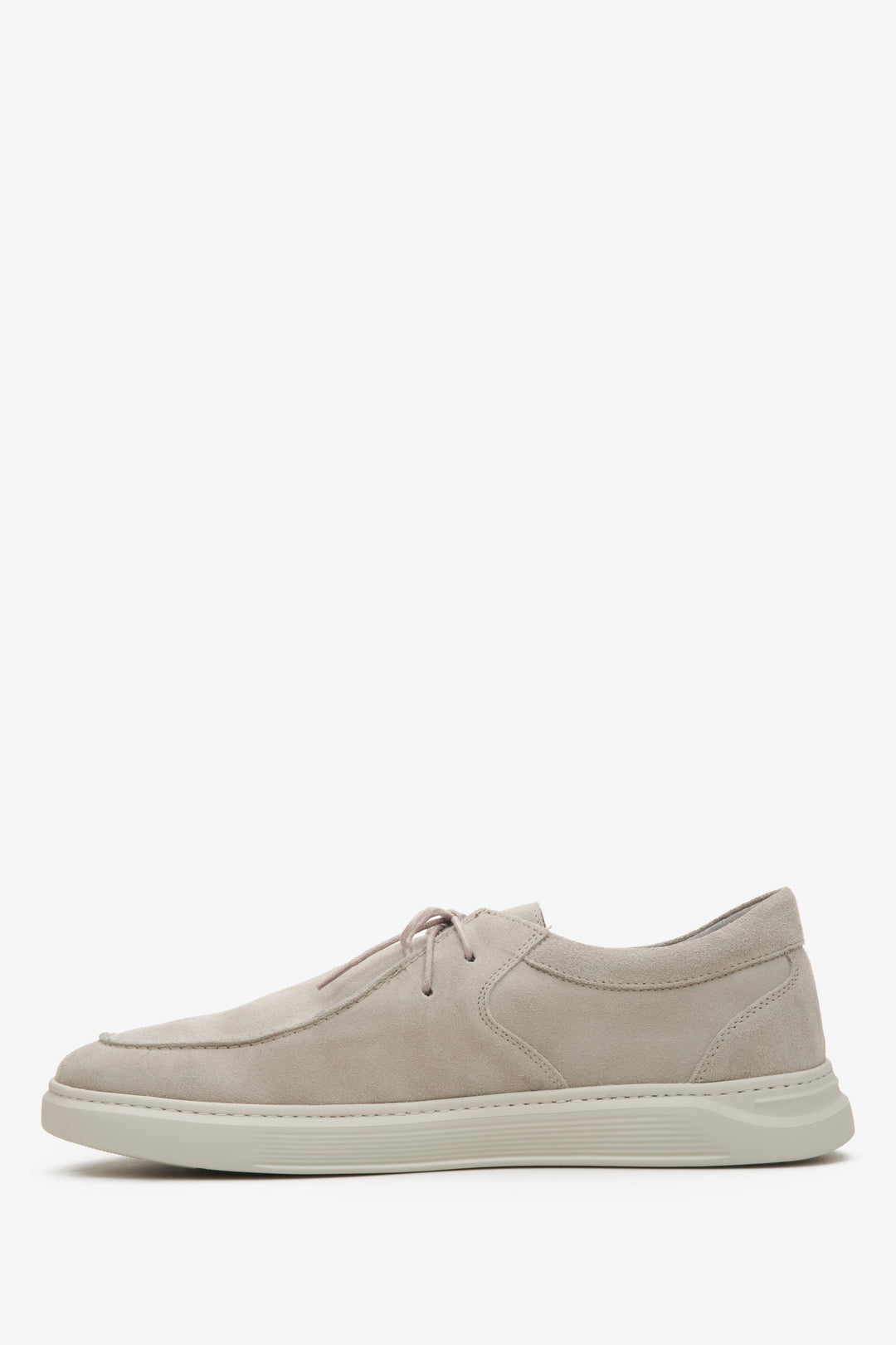 Estro beige soft velour men's loafers - side profile of the shoe.
