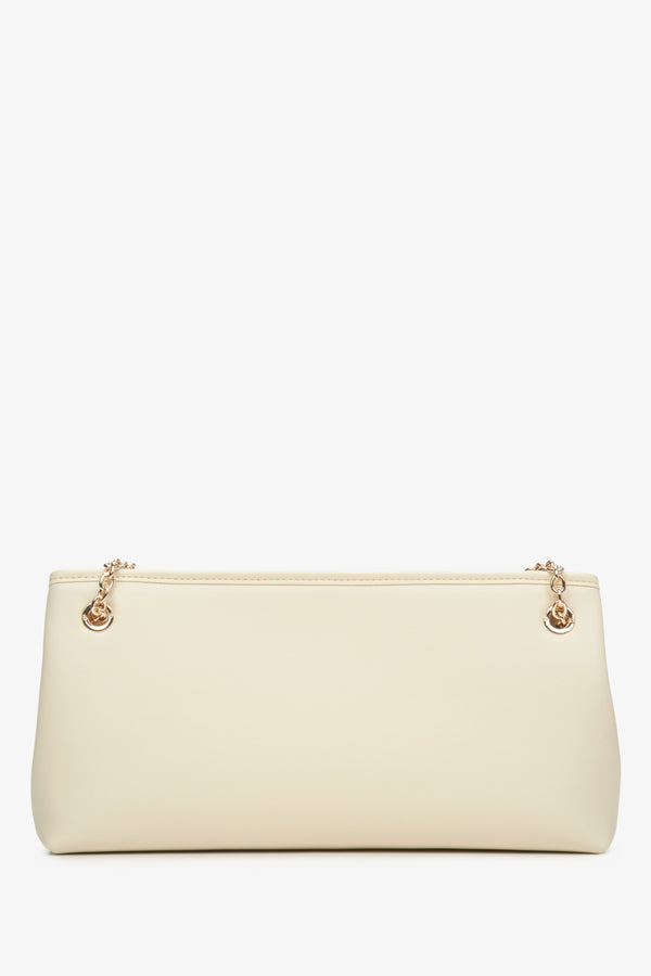 Women's light beige leather baguette bag - reverse.