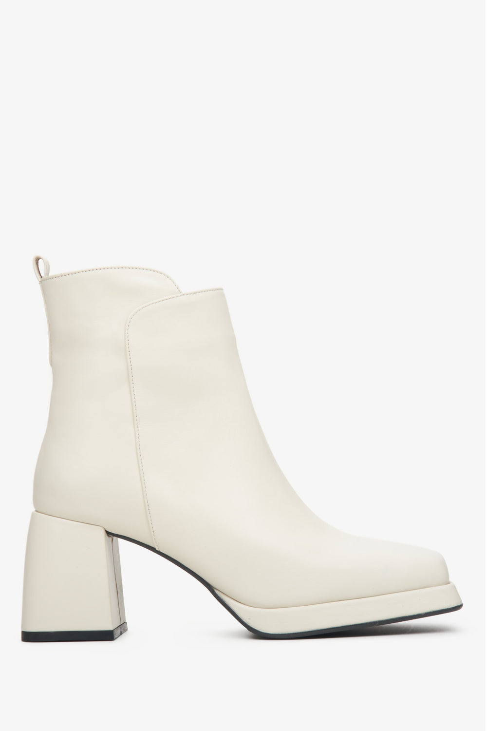 Women's Light Beige Block Heel Ankle Boots made of Genuine Leather ER00113920.