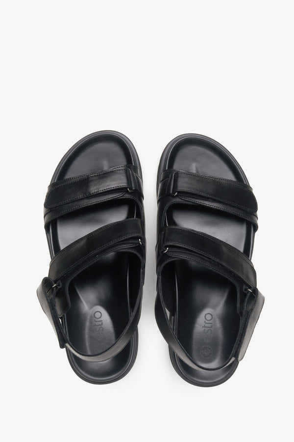 Estro men's black sandals - top view presentation.