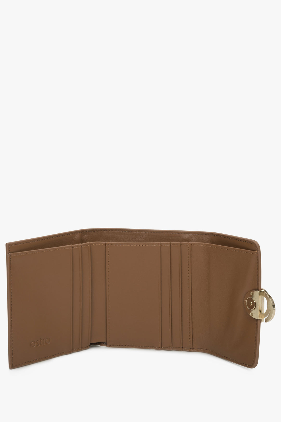 Tri-fold brown women's wallet - interior.