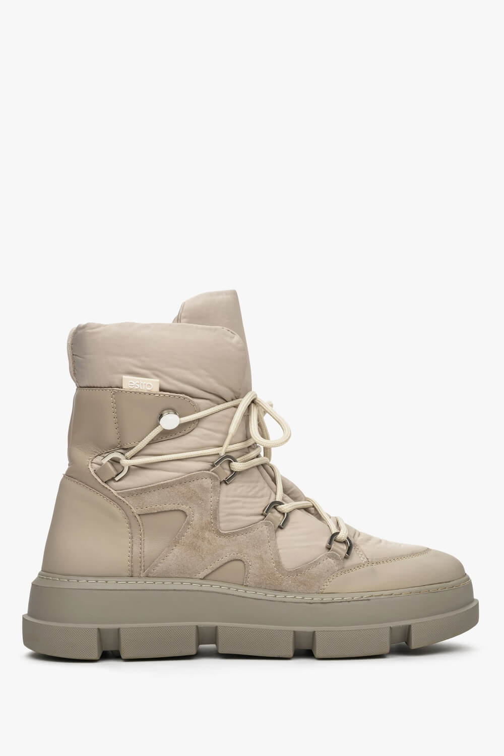 Women's Beige Winter Snow Boots with Laces Estro ER00111994.