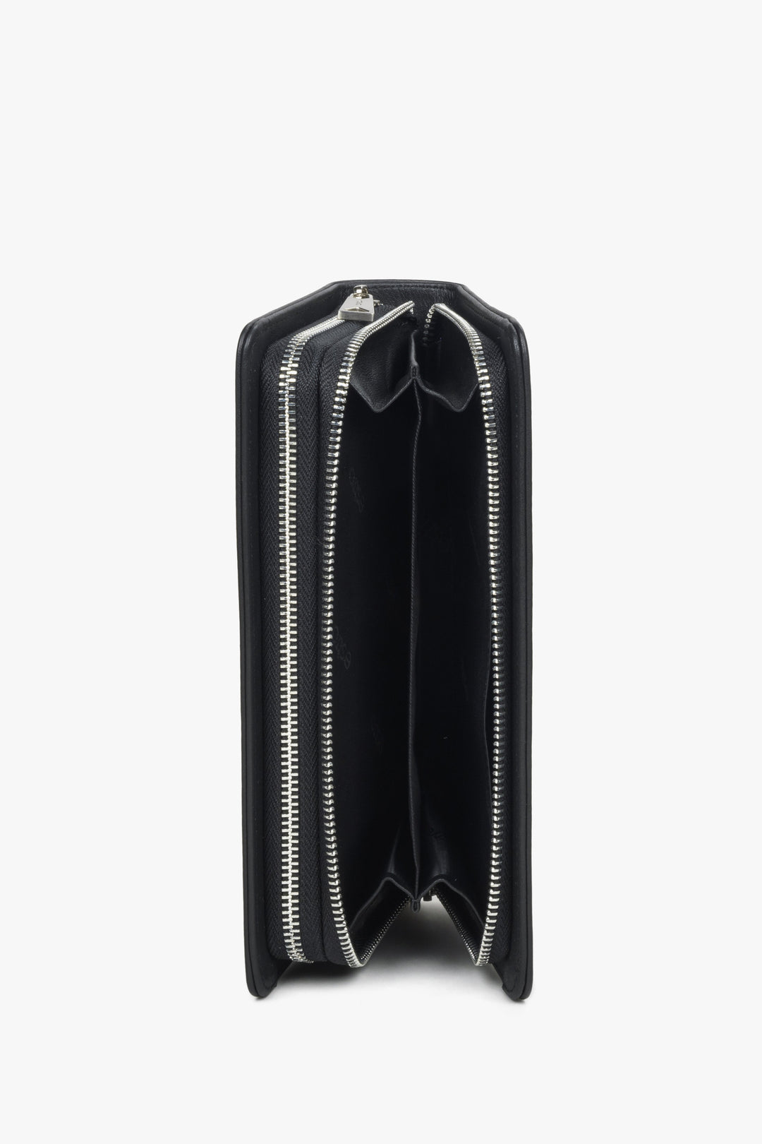 Estro large format black leather men's coin purse - interior presentation of the model.
