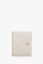Women's Light Beige Card Wallet made of Genuine Leather with Silver Accents Estro ER00113656.
