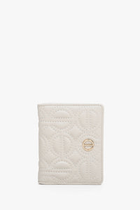 Women's Light Beige Card Wallet made of Genuine Leather with Silver Accents Estro ER00113656.