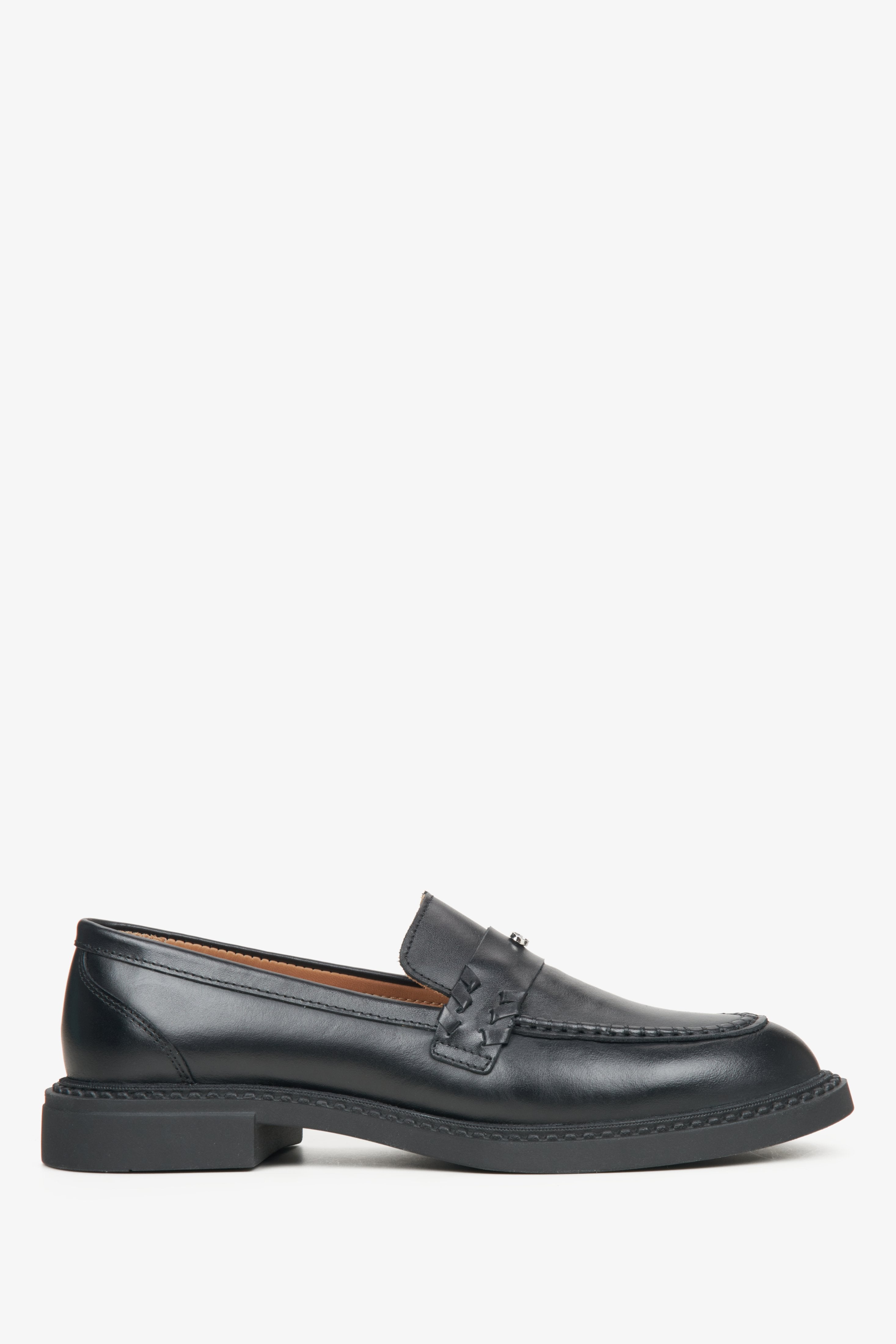 Women's Black Leather Loafers Estro ER00115646