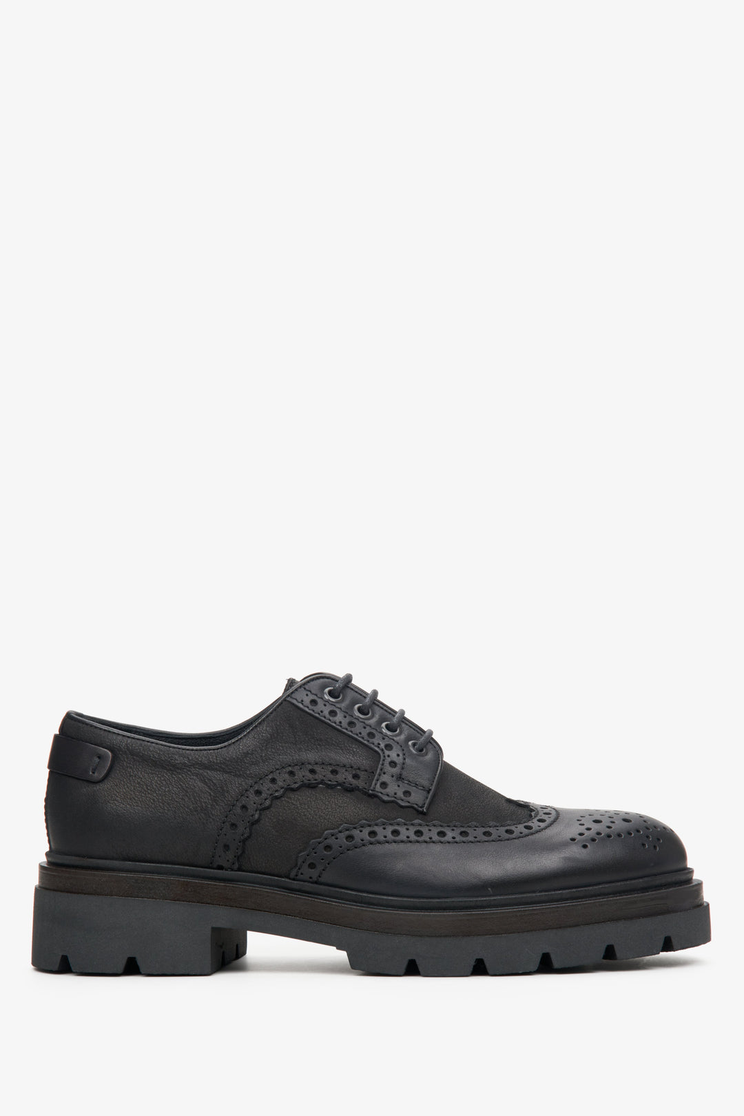 Men's Black Leather Oxford Boots with Lacing Estro ER00113792.