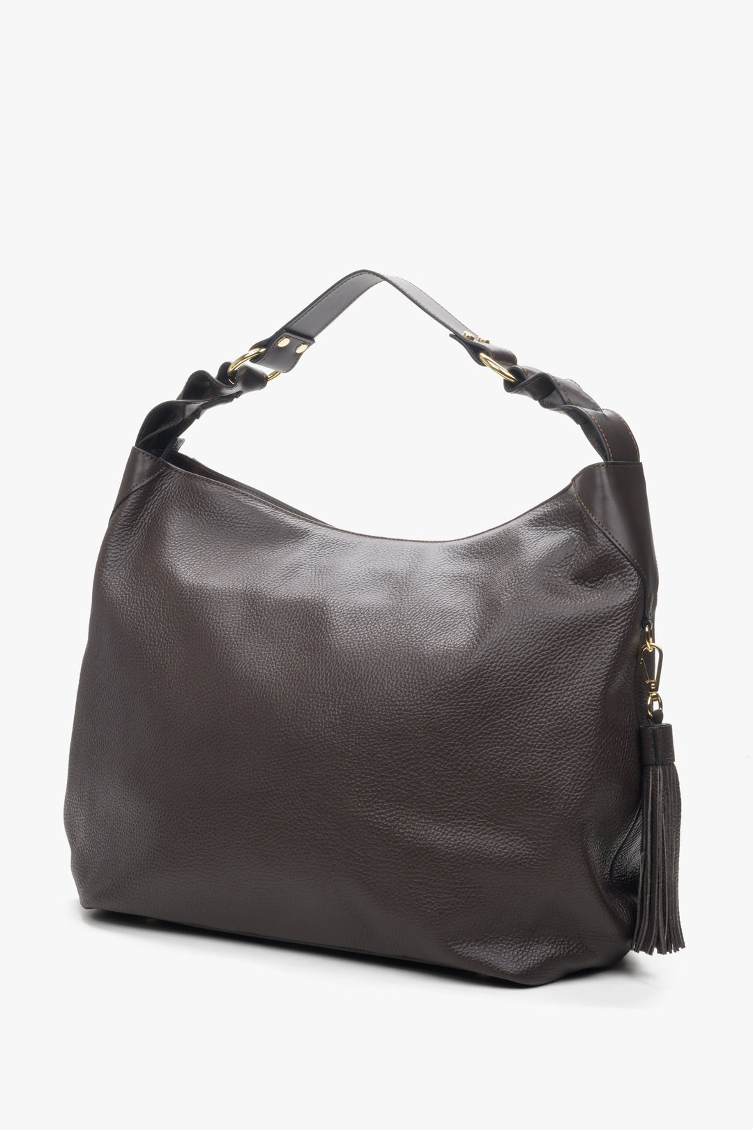 Women's dark brown leather hobo bag by Estro.