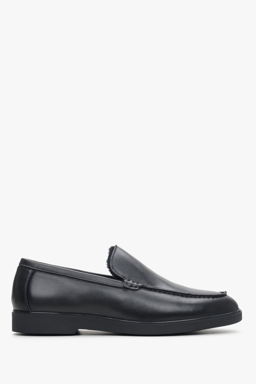 Men's Black Loafers made of Genuine Leather for Winter Estro ER00114124.