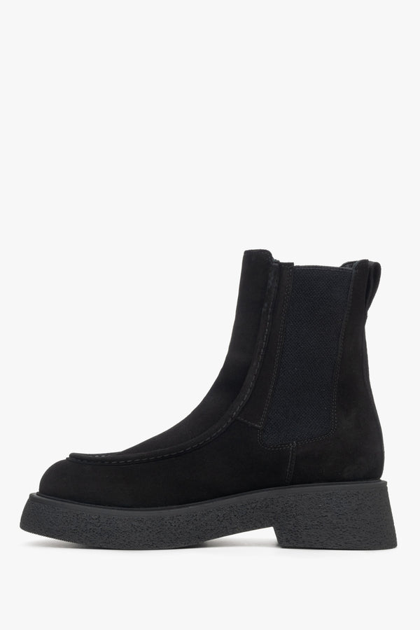 Women's premium Italian velour chelsea boots by Estro - side profile.