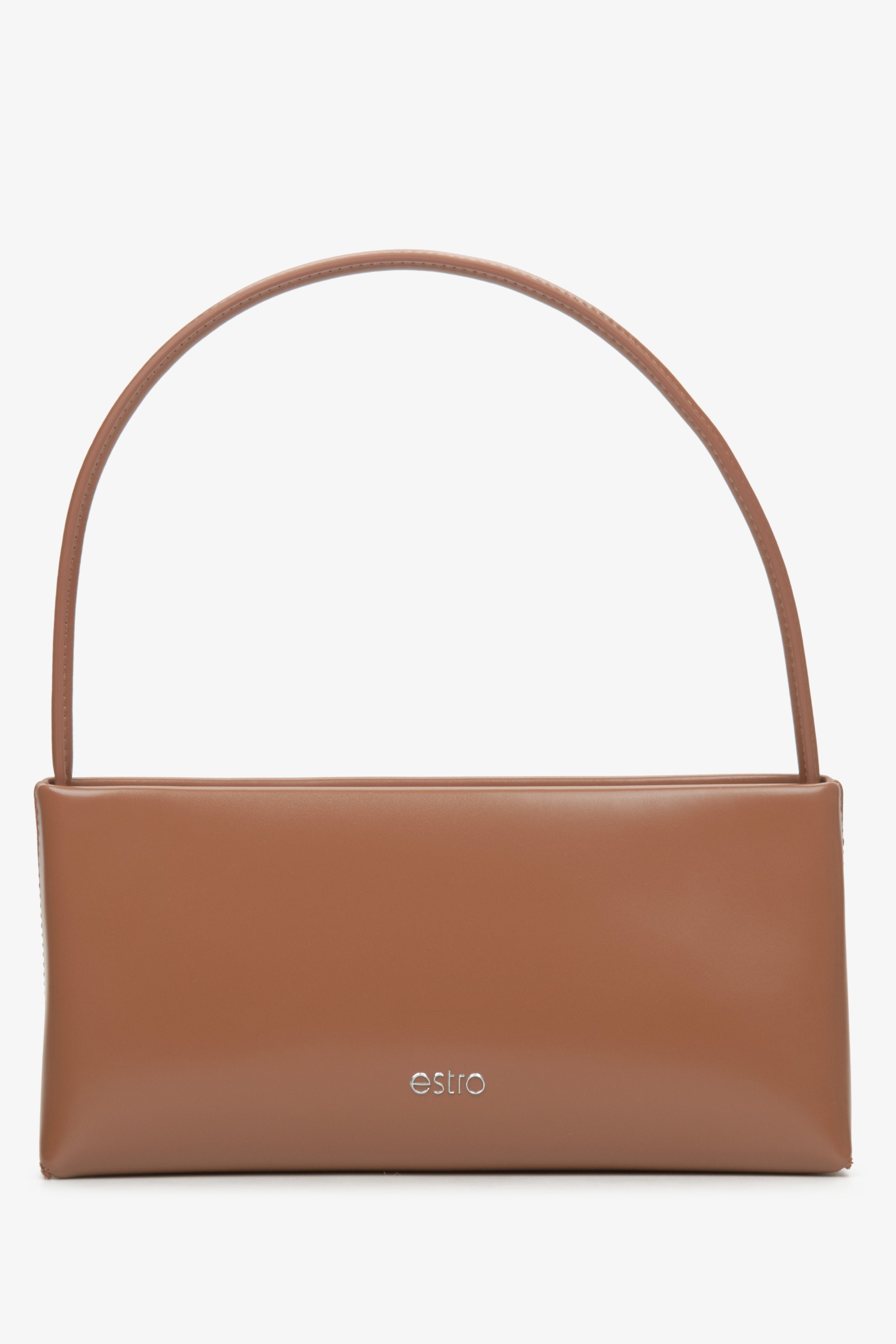 Women's brown leather handbag.