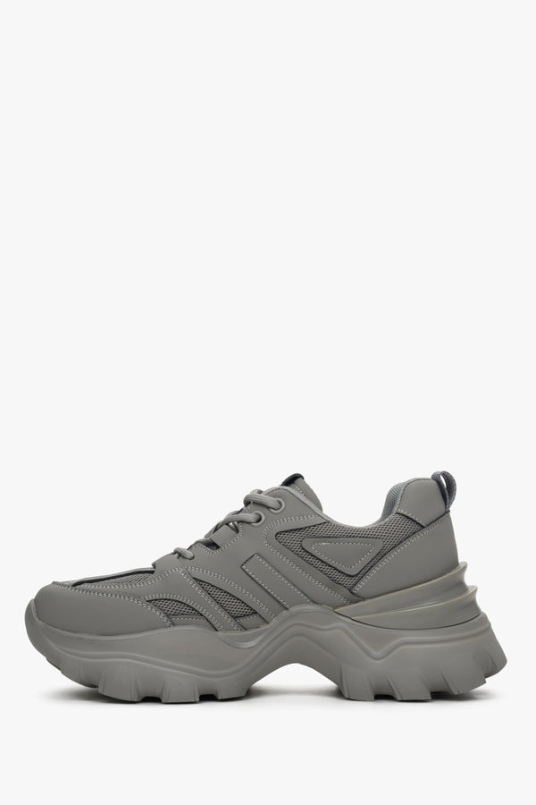 Women's Grey sneakers ES 8 on a high platform for spring and autumn - shoe profile.