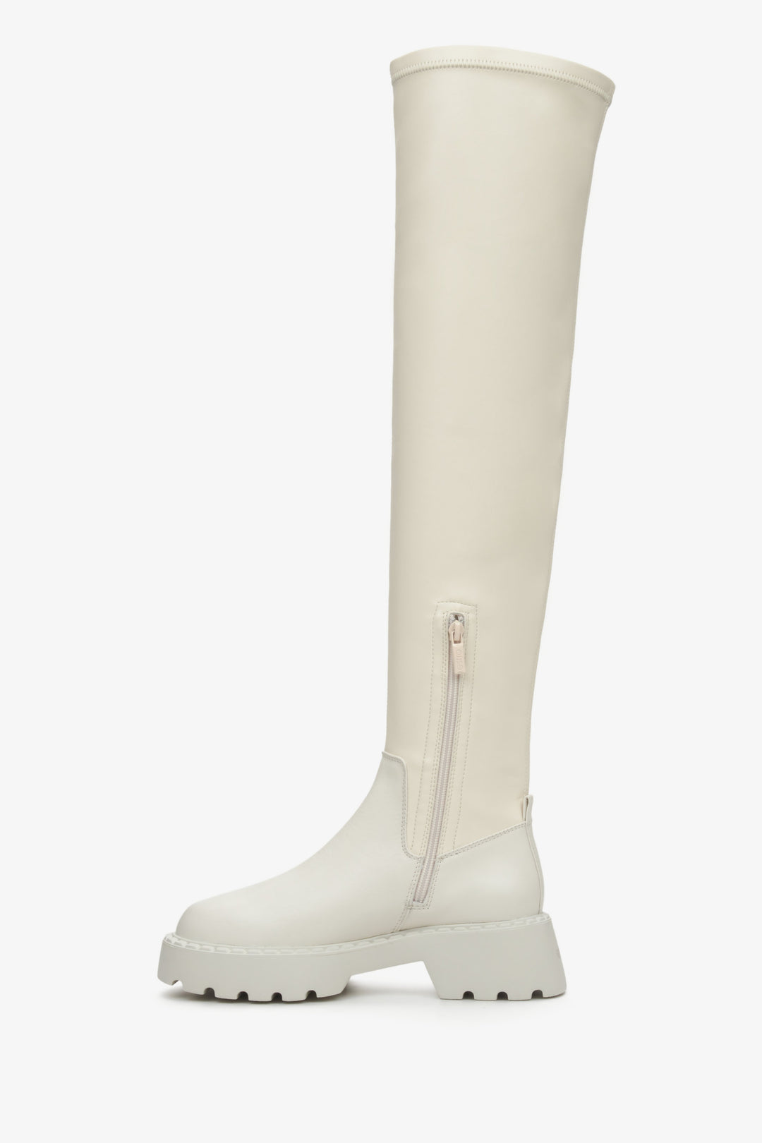 Estro light beige over-the-knee women's boots - shoe profile.