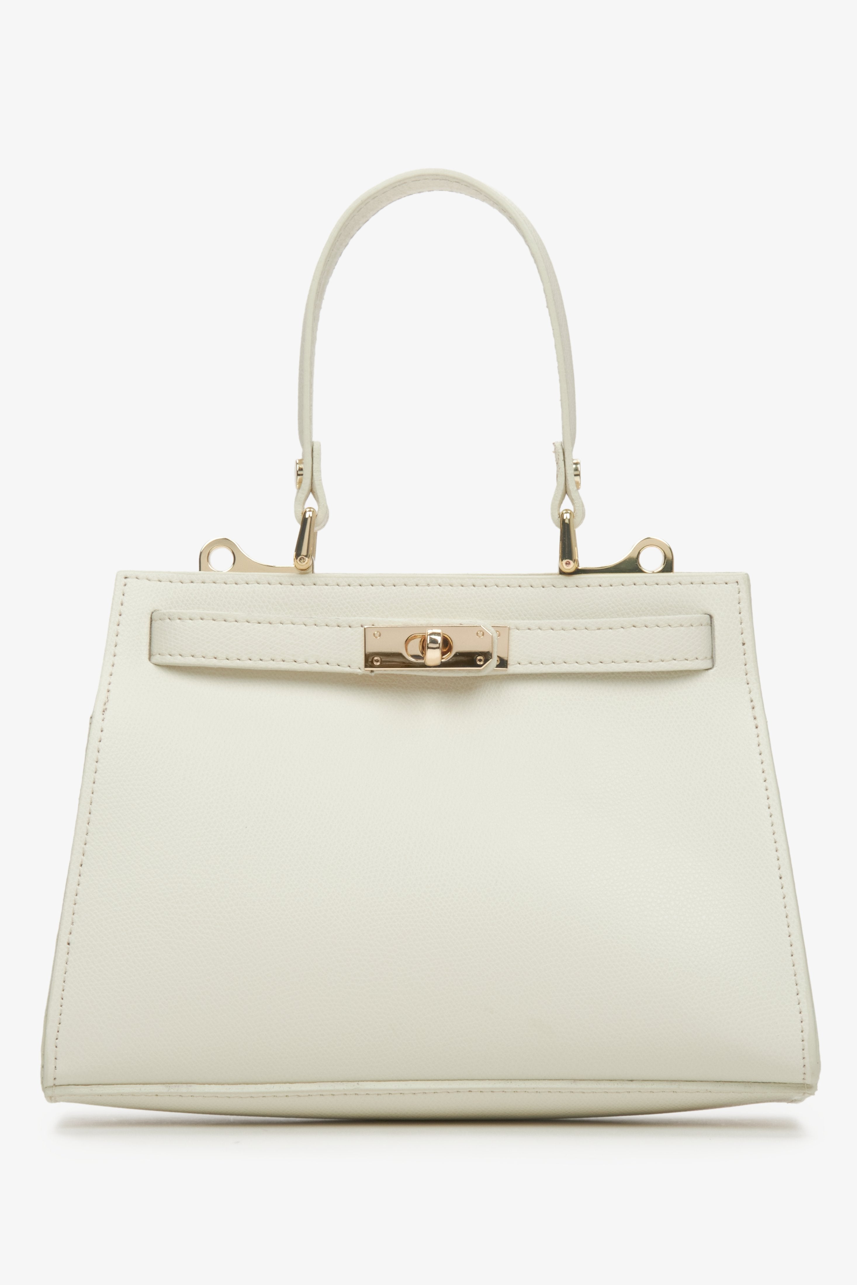 Light Beige Satchel Handbag made of Premium Italian Genuine Leather Estro ER00115409.