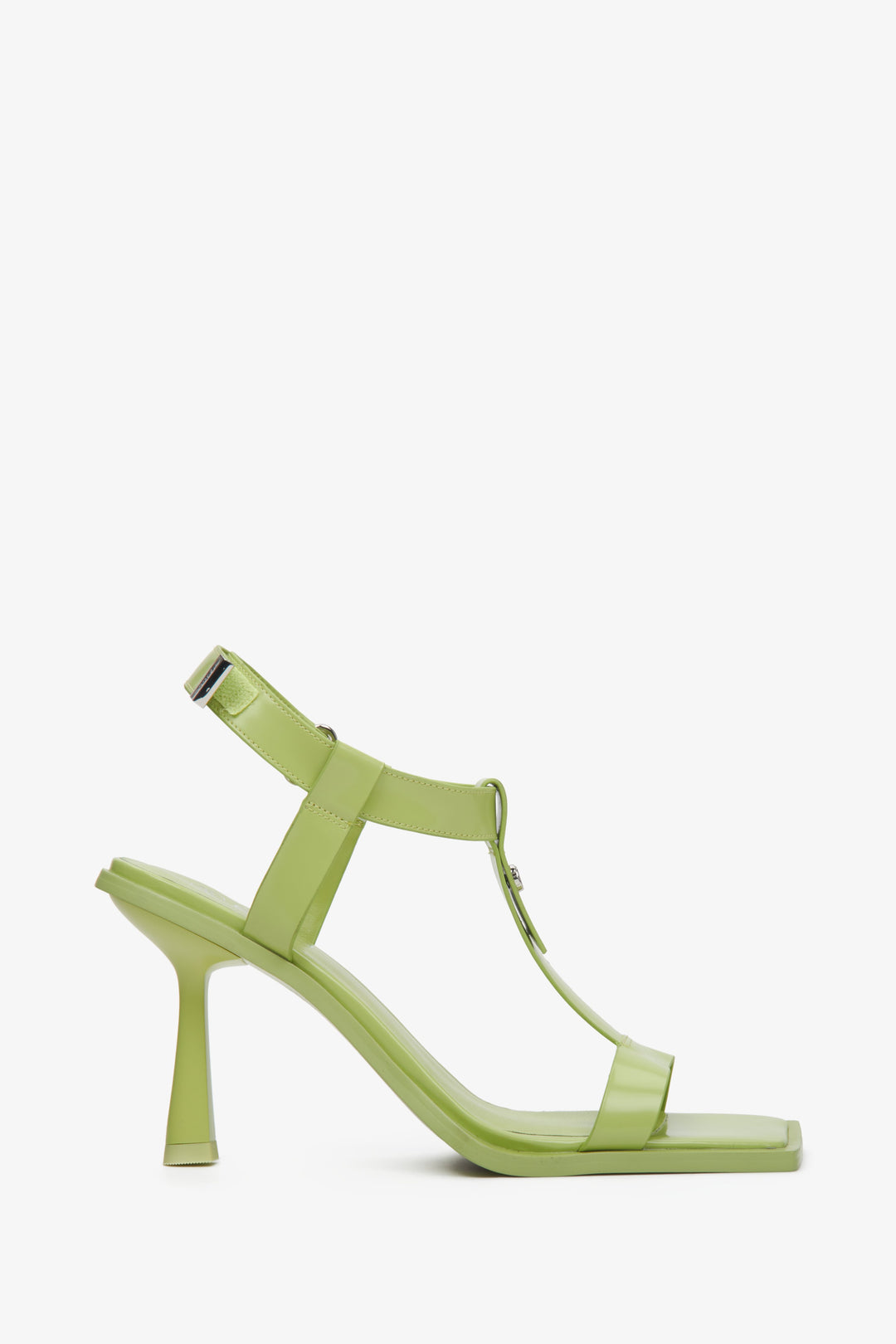 Women's Light Green Heeled T-Bar Strappy Sandals Estro ER00113328
