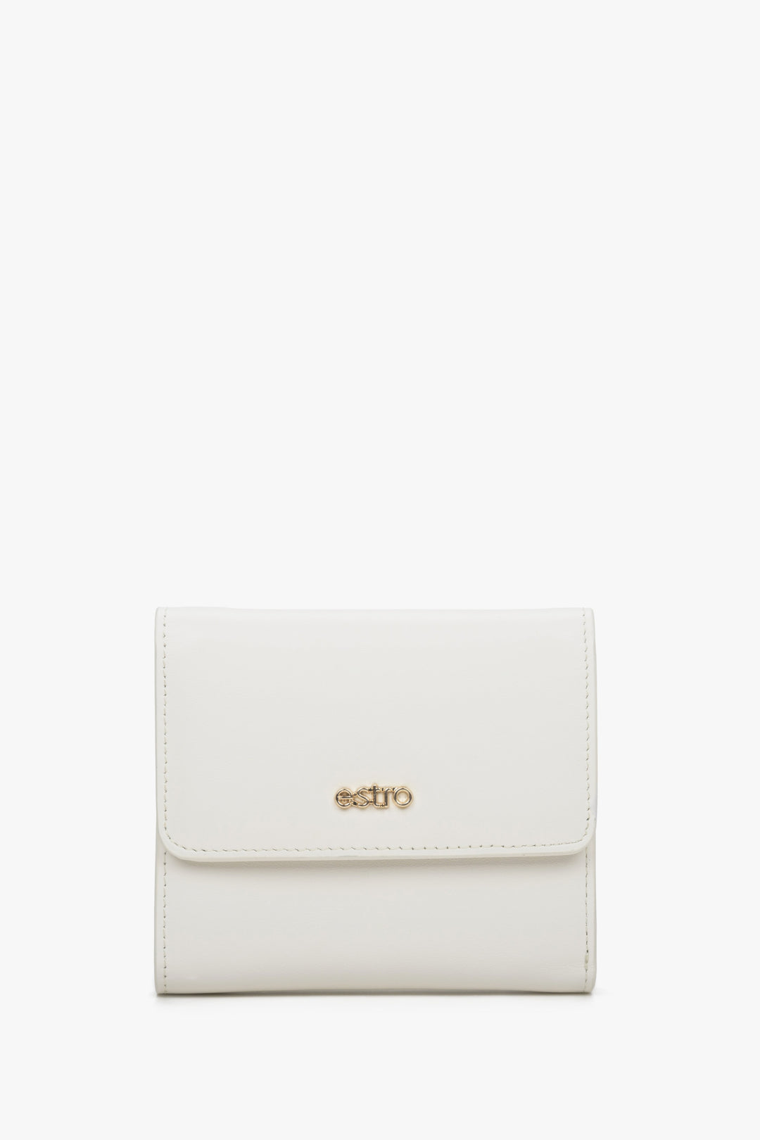 Women's Small Tri-Fold Light Beige Wallet made of Genuine Leather Estro ER00114488.