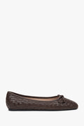 Women's Dark Brown Ballet Flats made of Woven Genuine Leather Estro ER00117154.