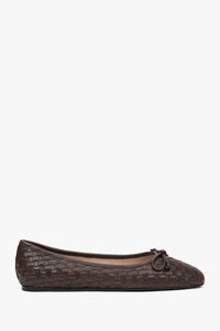 Women's Dark Brown Ballet Flats made of Woven Genuine Leather Estro ER00117154.