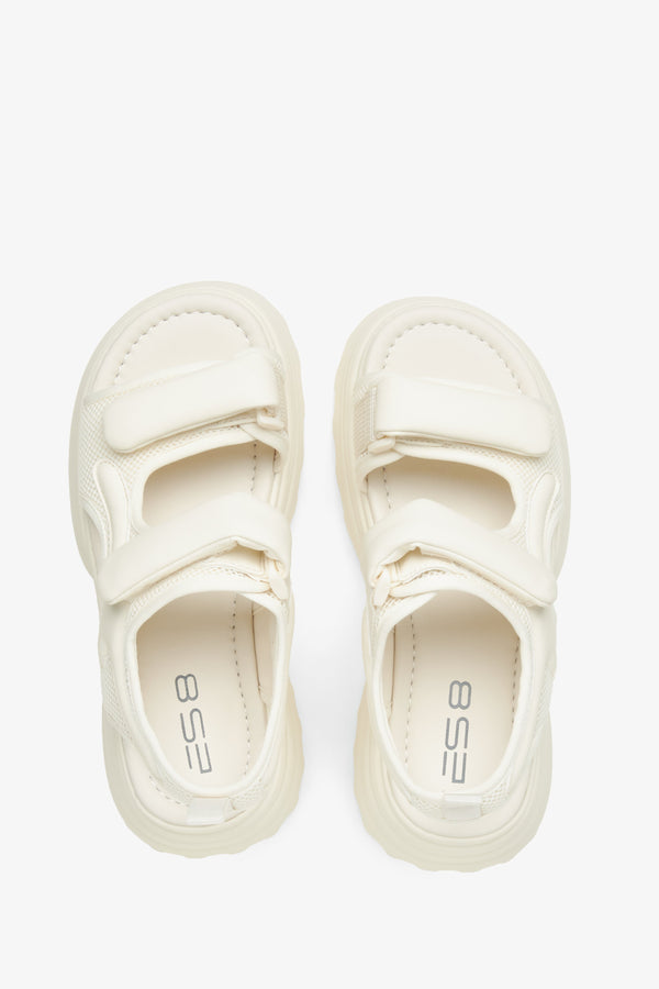 Women's white sporty sandals - top view presentation.