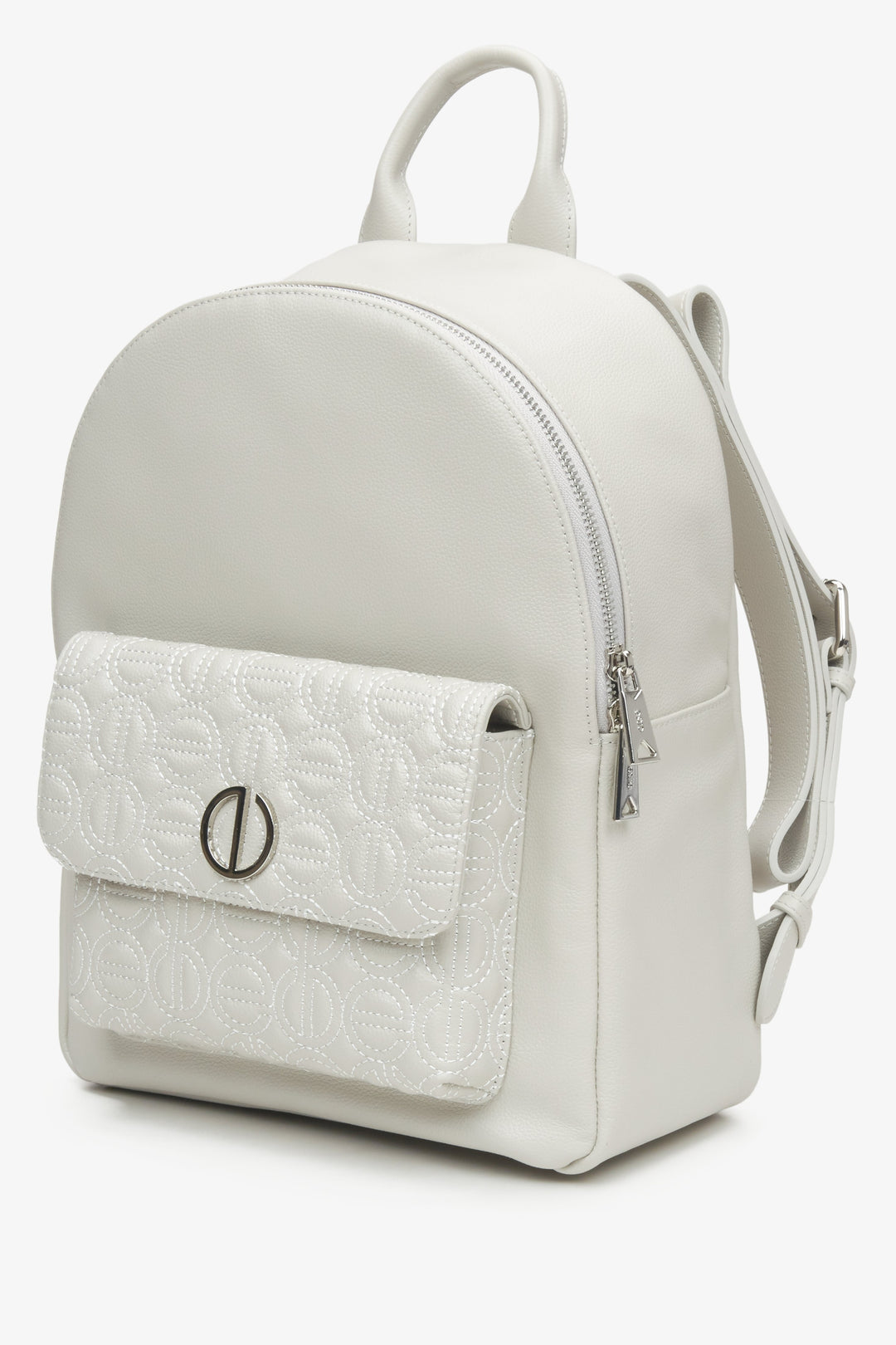Women's light grey leather backpack by Estro.