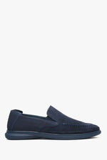 Men's Navy Blue Moccasins made of Nubuck Estro ER00111364.