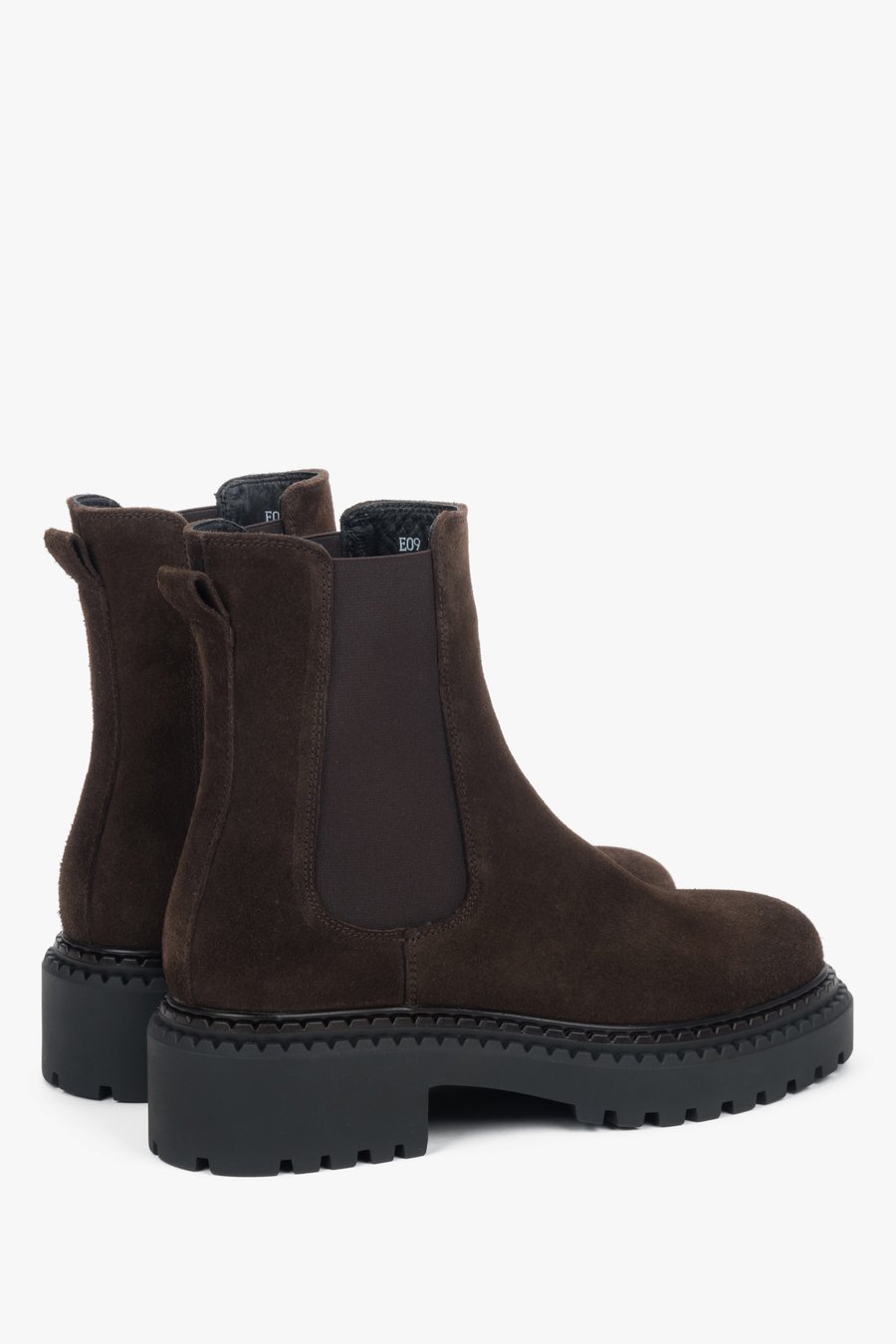 Comfortable women’s Chelsea boots in Italian velour, saddle brown, platform sole, Estro ER00118128