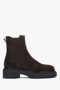 Women’s saddle brown Chelsea boots in genuine Italian velour, platform sole, Estro ER00118128