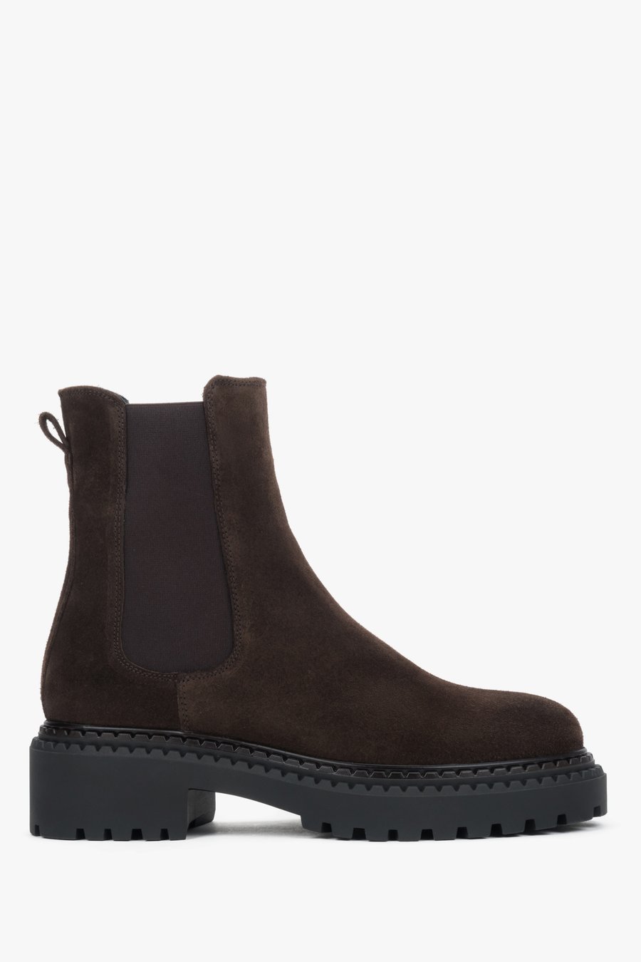 Women’s saddle brown Chelsea boots in genuine Italian velour, platform sole, Estro ER00118128