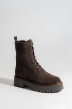 Women's Dark Brown Ankle Boots made of Genuine Italian Velour Estro .