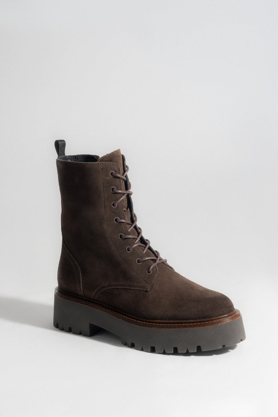 Women's Dark Brown Ankle Boots made of Genuine Italian Velour Estro .
