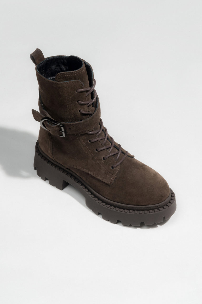 Saddle Brown Ankle Boots for Women Crafted from Genuine Italian Velour by Estro.