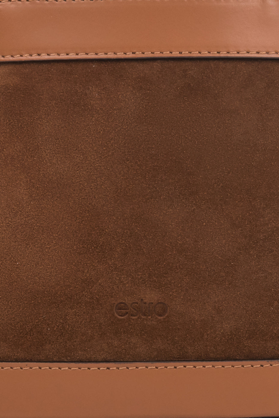 Chic brown leather and suede handbag for women with a structured kuferek design, Estro ER00117436.