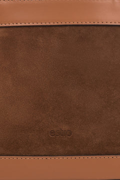 Chic brown leather and suede handbag for women with a structured kuferek design, Estro ER00117436.