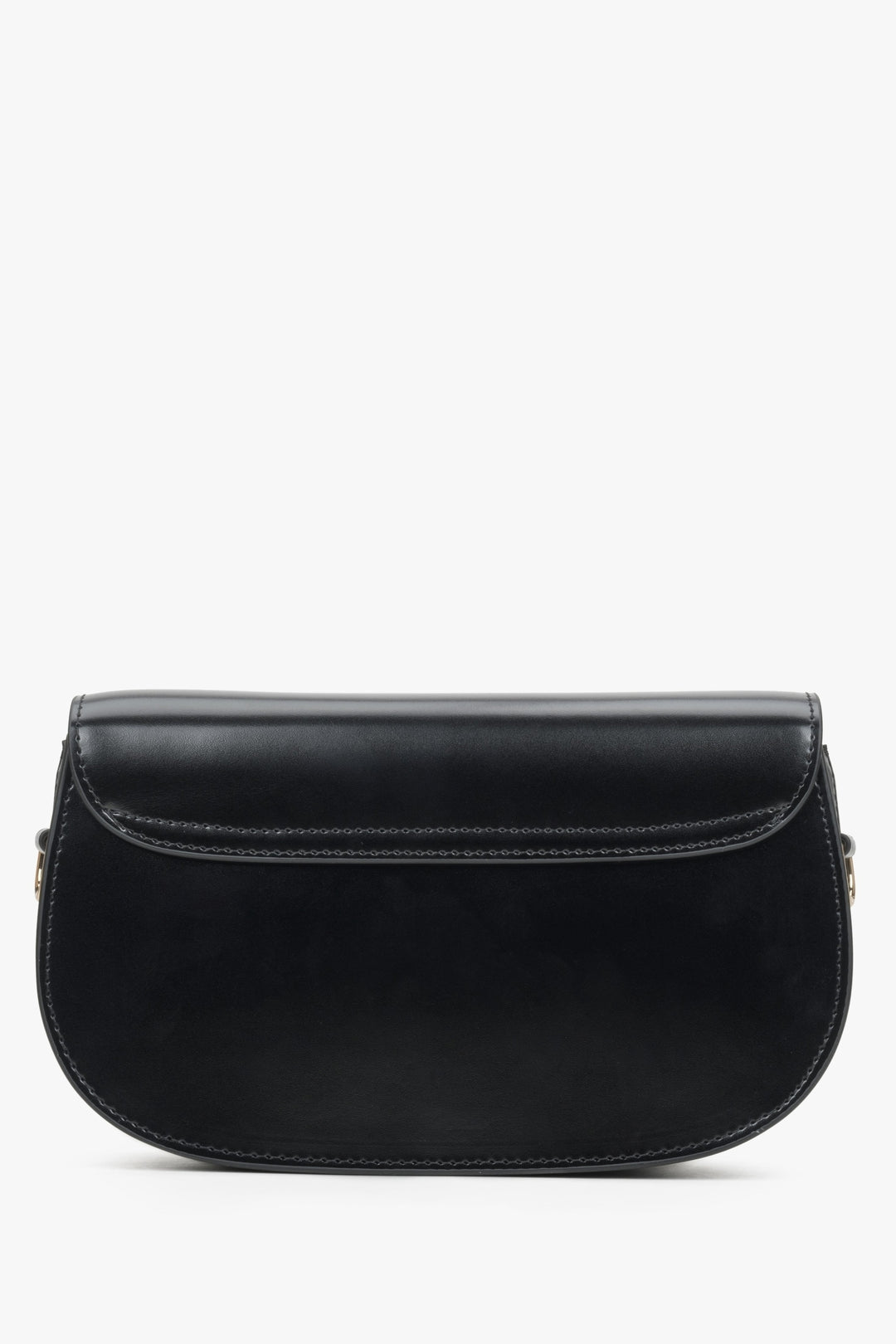 Estro women's leather bag with adjustable strap, black colour - back side.