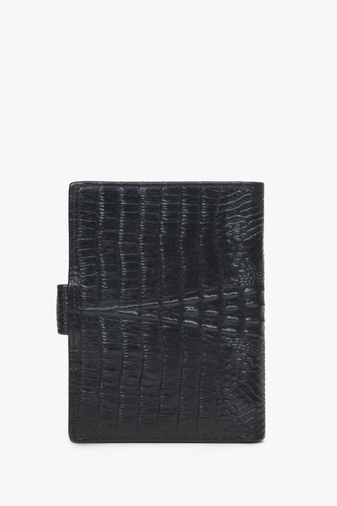 Black functional men's wallet made of genuine leather by Estro - back.