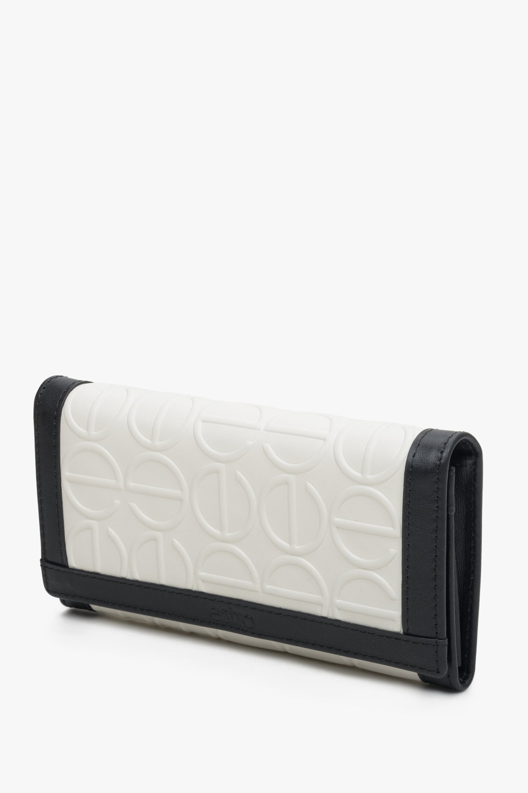 Large, women's black and white  leather wallet by Estro.