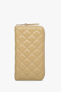Spacious beige leather women's wallet.
