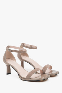 Elegant beige Estro women's sandals, made of soft genuine velour.