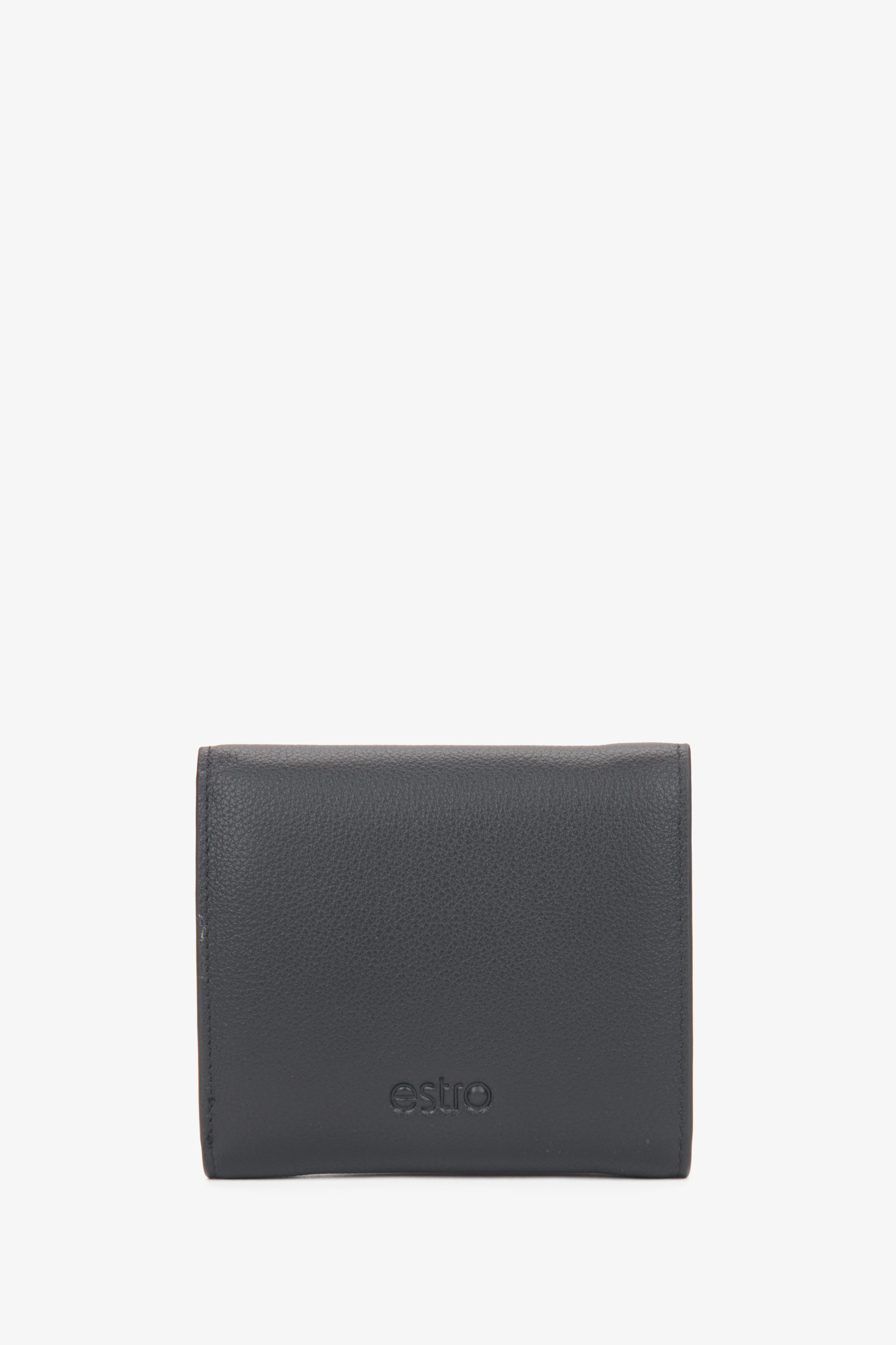 The back of the small black women's wallet by Estro.