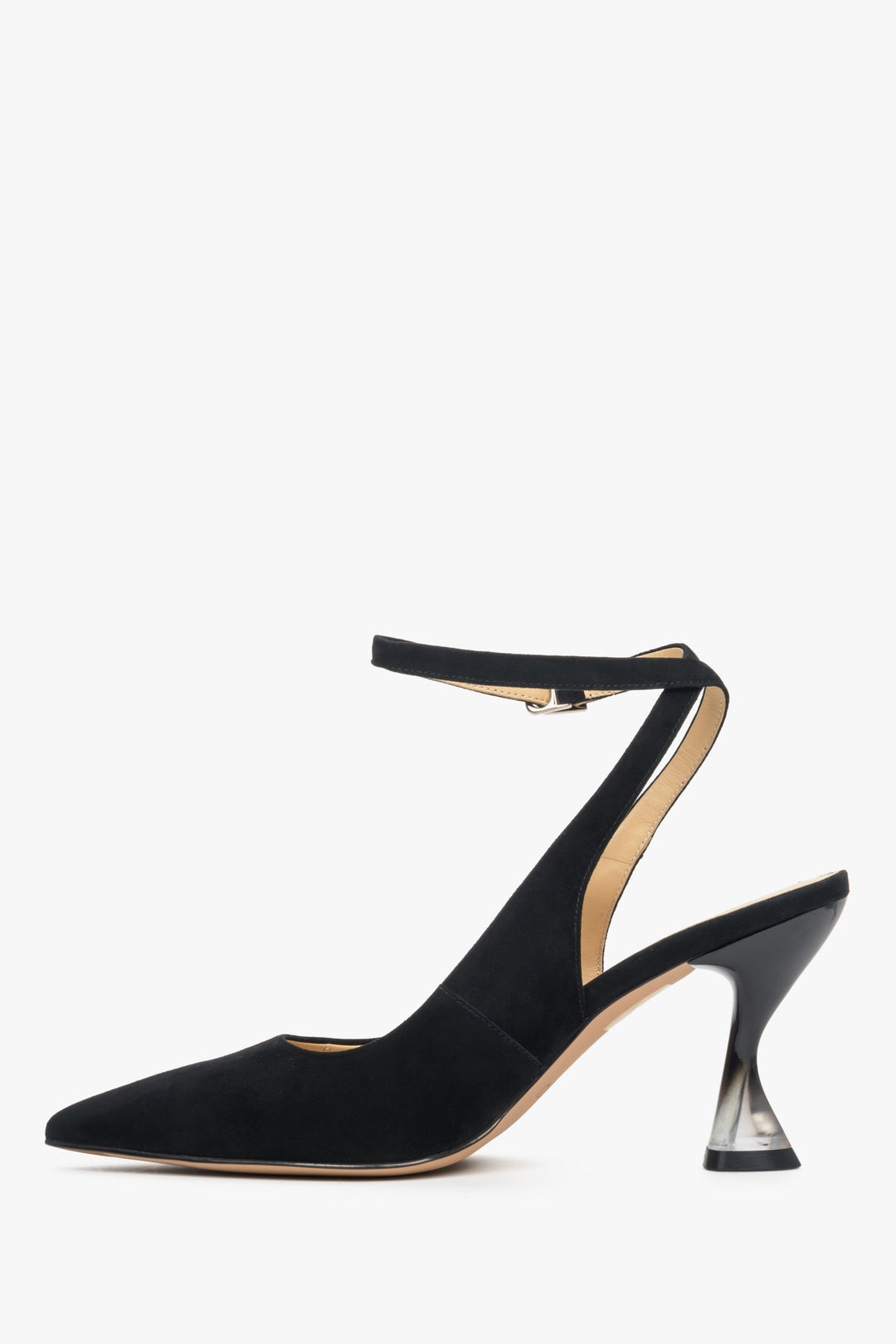 Women's velour slingback pumps in black.