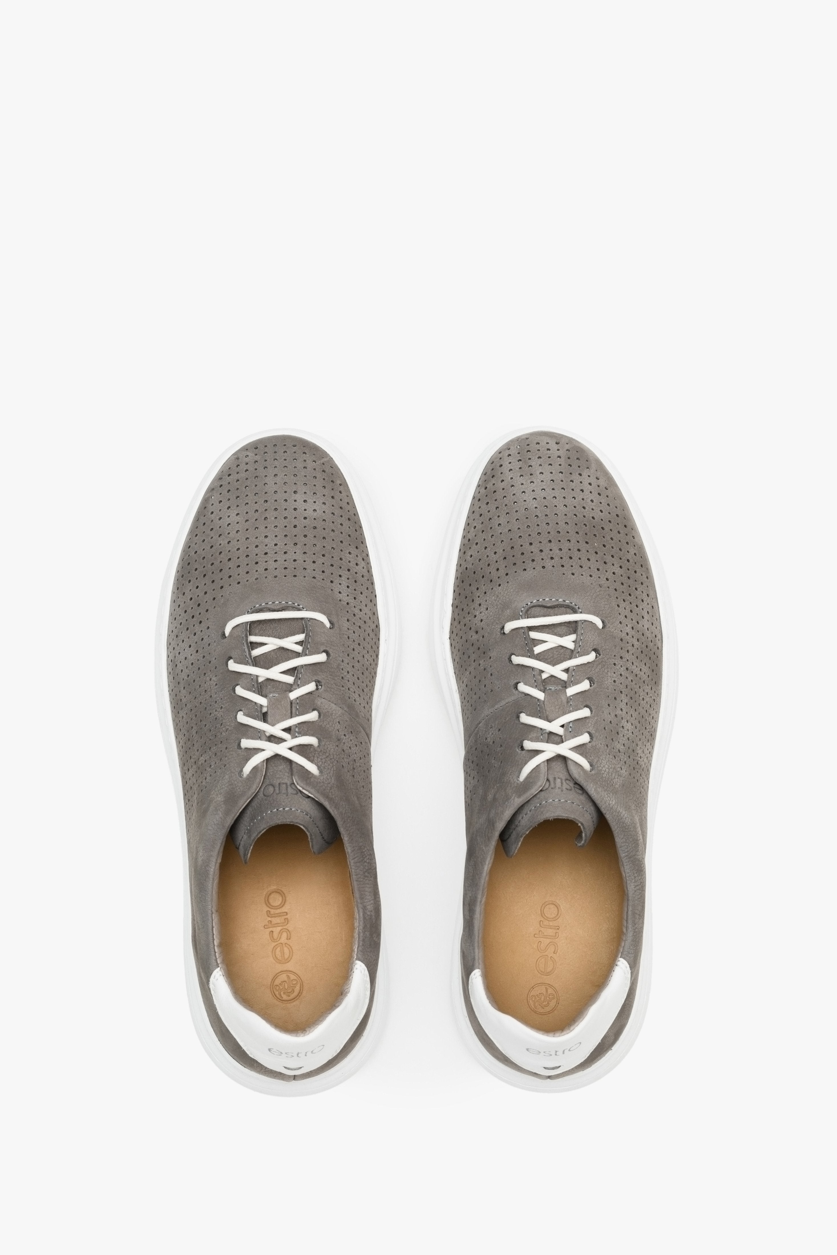 Men's Grey Nubuck Low-Top Sneakers for Summer Estro ER00111362