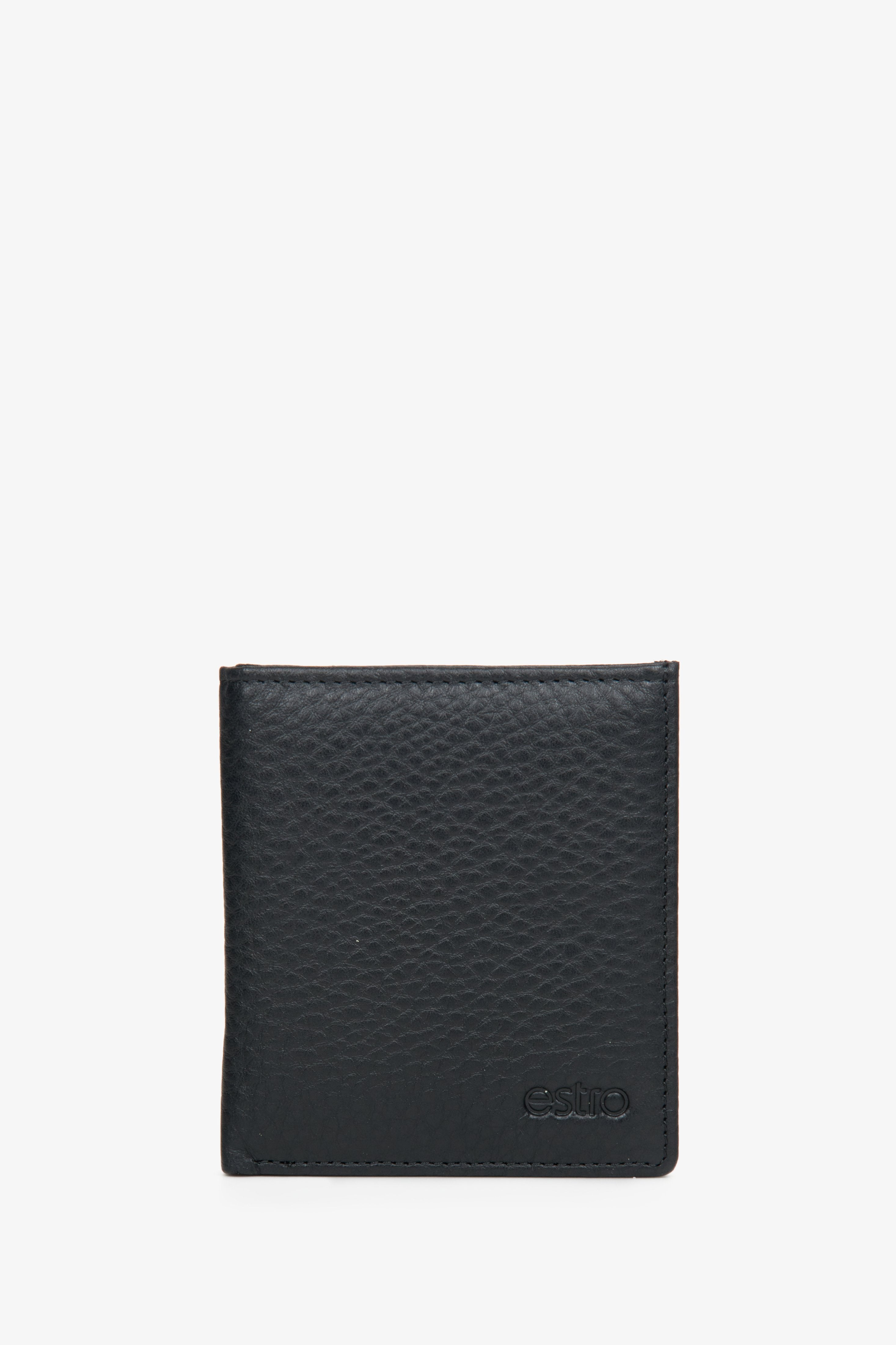 Men's black compact wallet made of genuine leather by Estro.