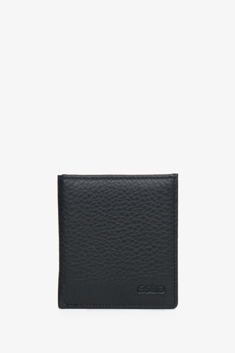 Men's black compact wallet made of genuine leather by Estro.