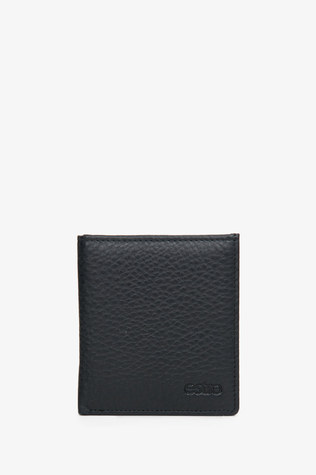Men's black compact wallet made of genuine leather by Estro.