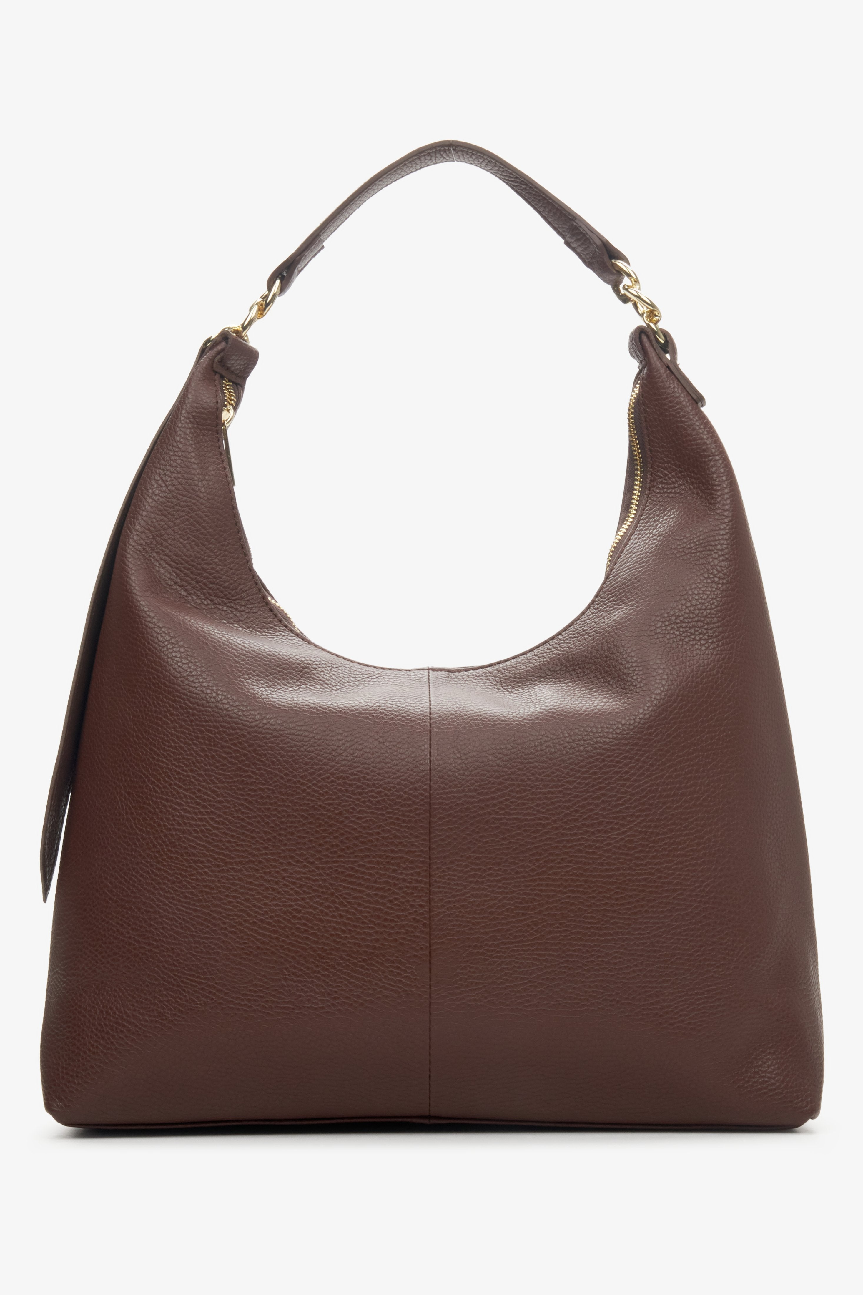 Women's dark brown shopper bag made of Italian genuine leather by Estro.