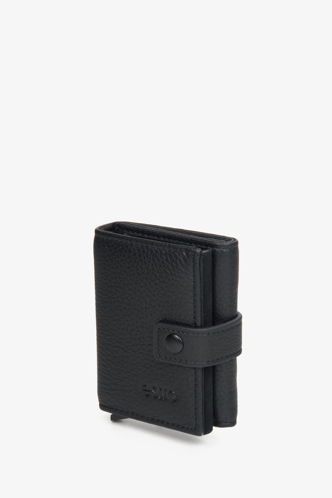 Men's Small Black Leather Wallet with Buckle Estro ER00114462.