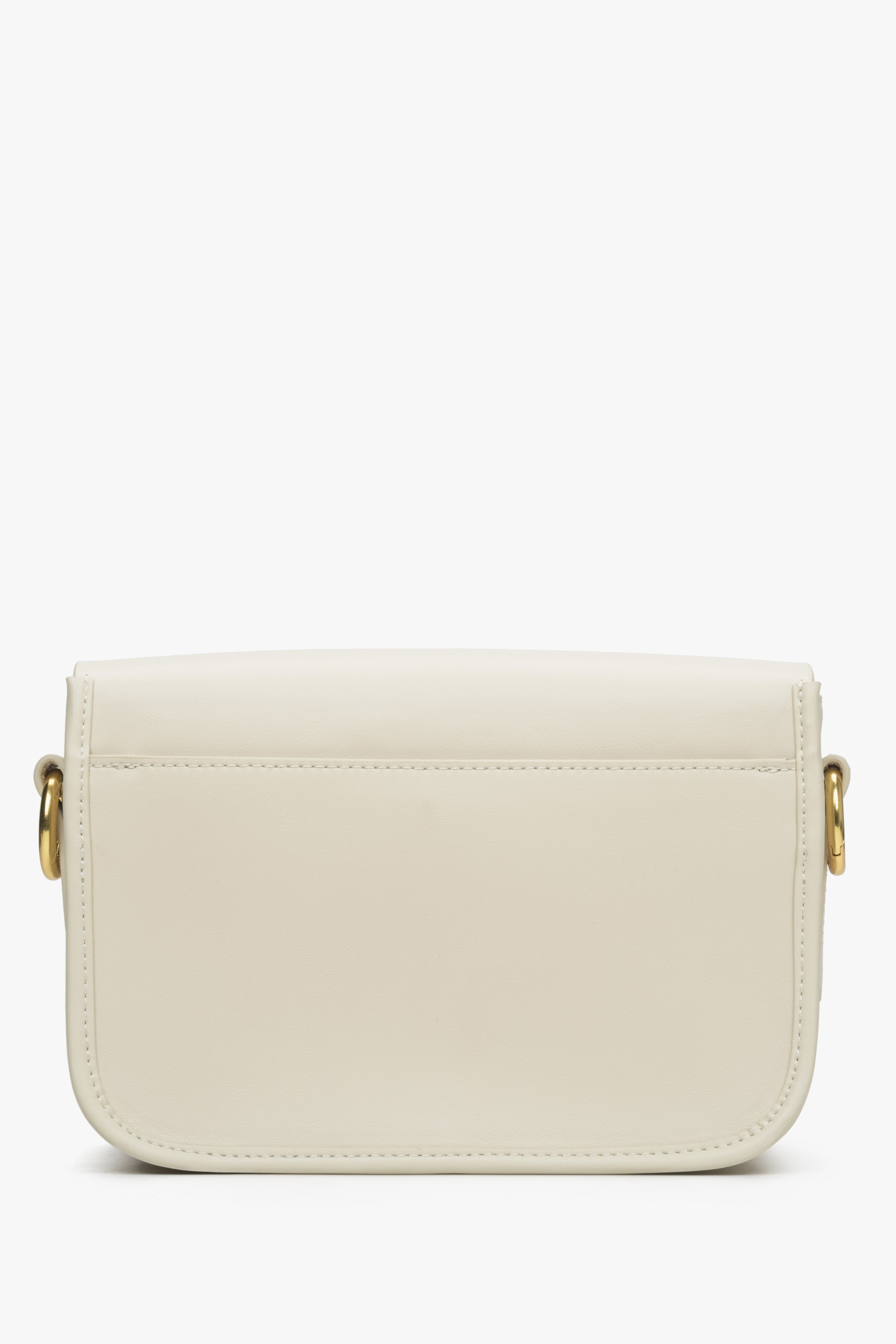 Women's light beige leather handbag by Estro - reverse side.