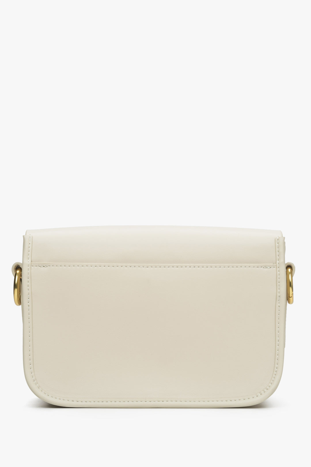 Women's light beige leather handbag by Estro - reverse side.